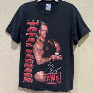 Vintage NWO Lex Luger Wrestling T-Shirt “Total Package” Black Tee M